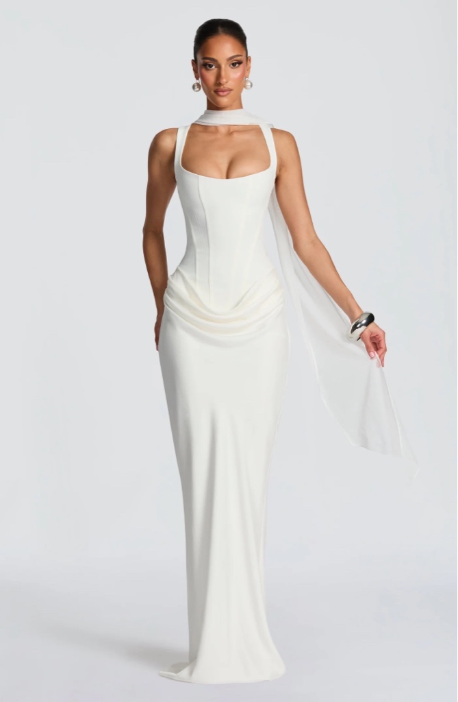 Maxi Dress Cornelia Ivory By Babyboo (Incluye Pañuelo)