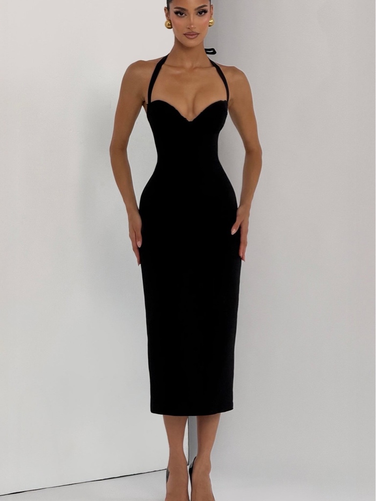 Midi Dress con Encaje Black By Babyboo
