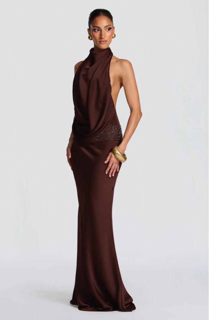Maxi Dress Plum Brown Espalda Descubierta By Babyboo
