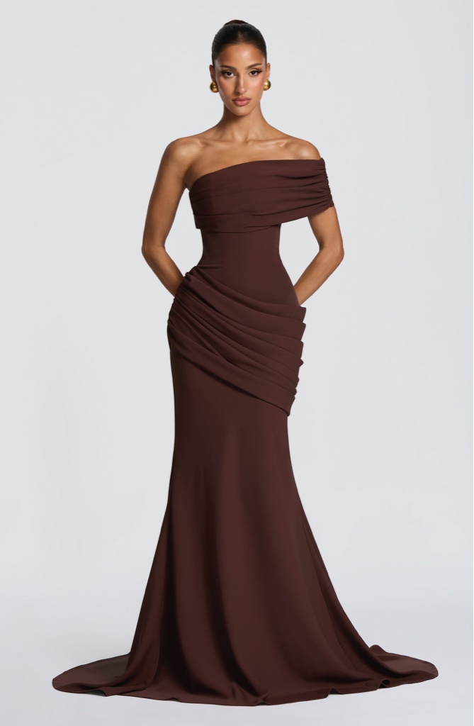 Maxi Dress Kasia Gown Plum Brown By Babyboo
