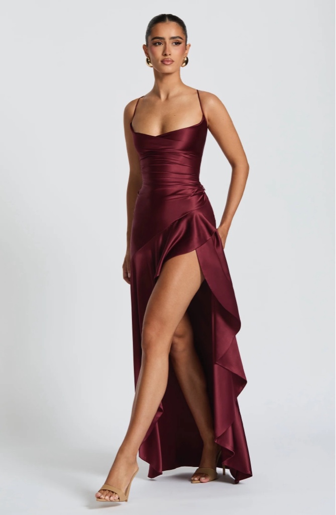 Maxi Dress en Satén Cherry Lacquer By Babyboo