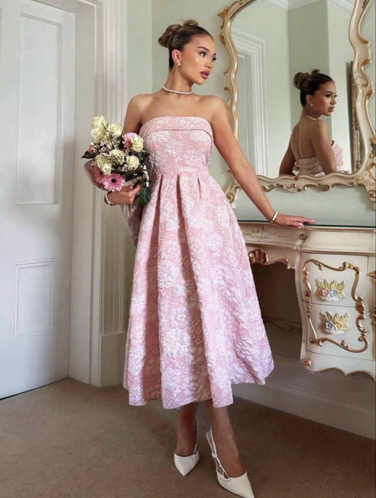 Midi Dress Stretch en Tono Blush Pink