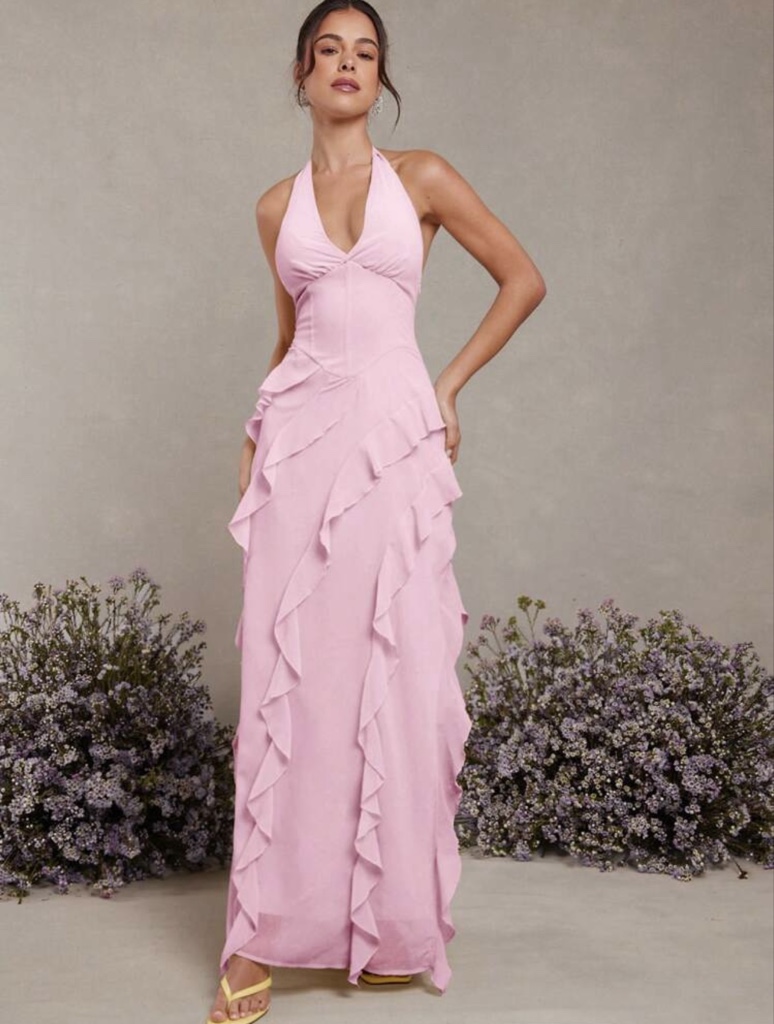 Maxi Dress en Chiffon Blush Pink
