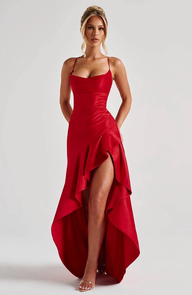 Maxi Dress en Satén Red By Babyboo