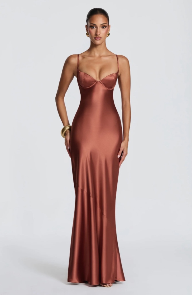 Maxi Dress en Satén Rust By Babyboo