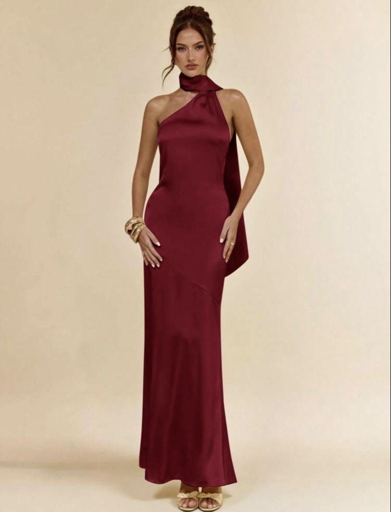 Maxi Dress Burgundy en Satén