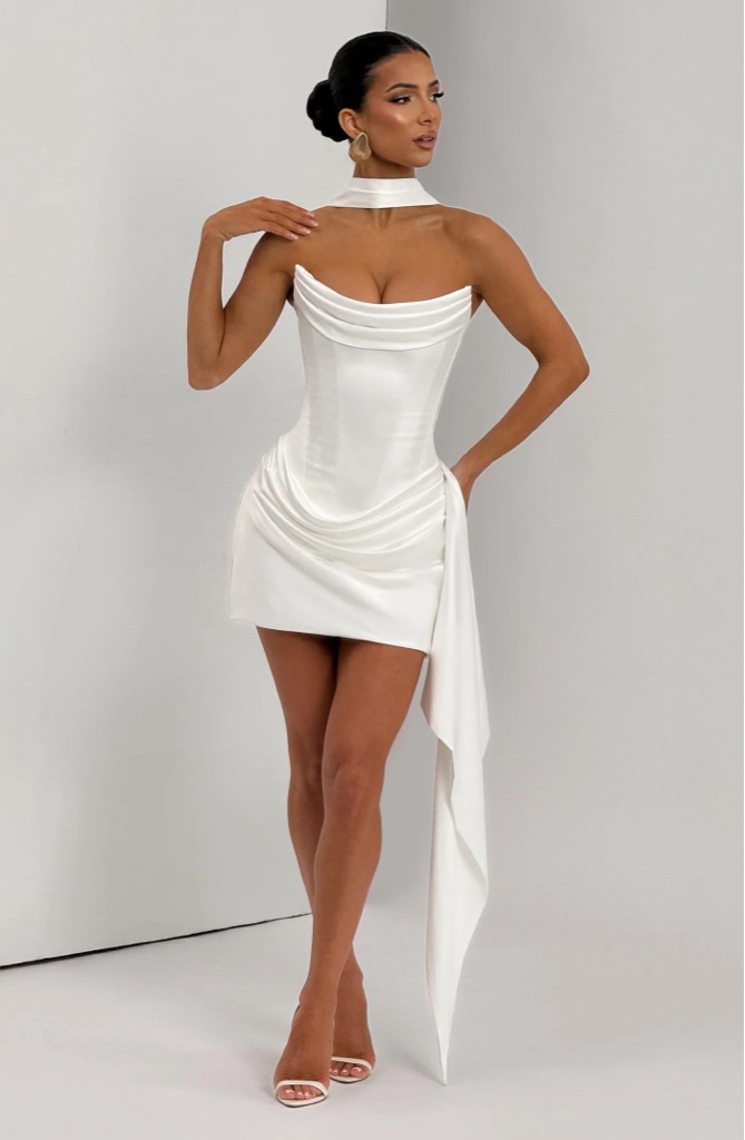 Mini Dress Satén Mate Ivory By Babyboo