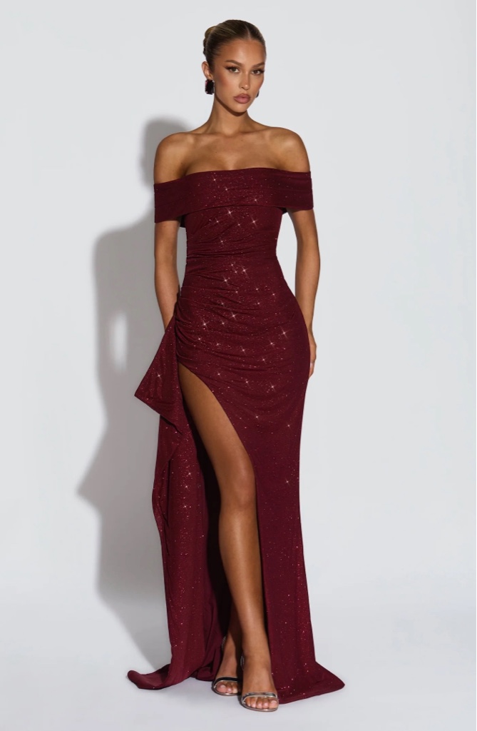 Maxi Dress Wine Sparkle By Babyboo