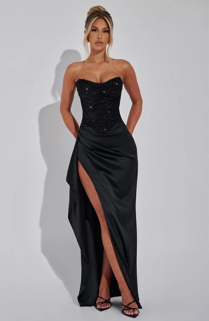 Maxi Dress Sparkle Black By Babyboo