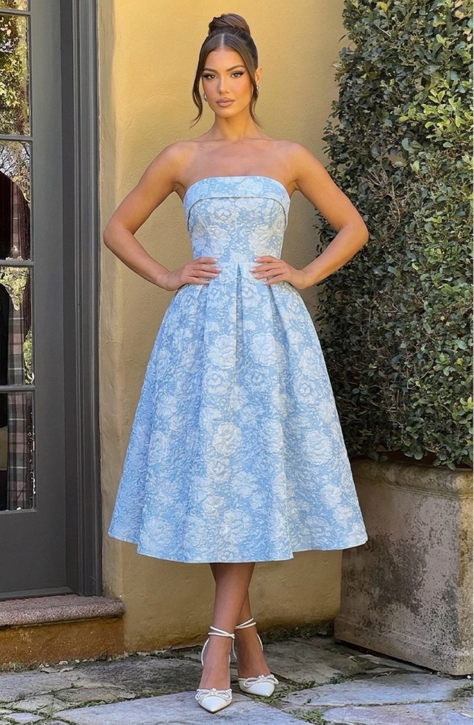 Midi Dress Stretch en Tono Blue