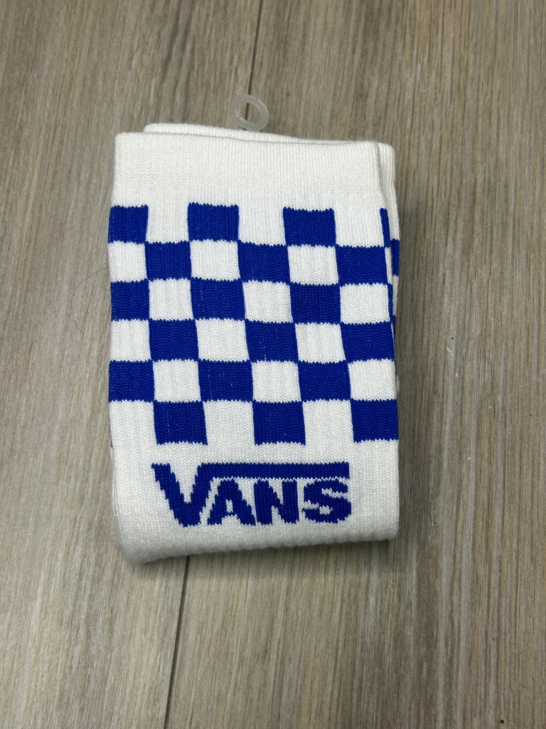 Vans medias blancas y azules