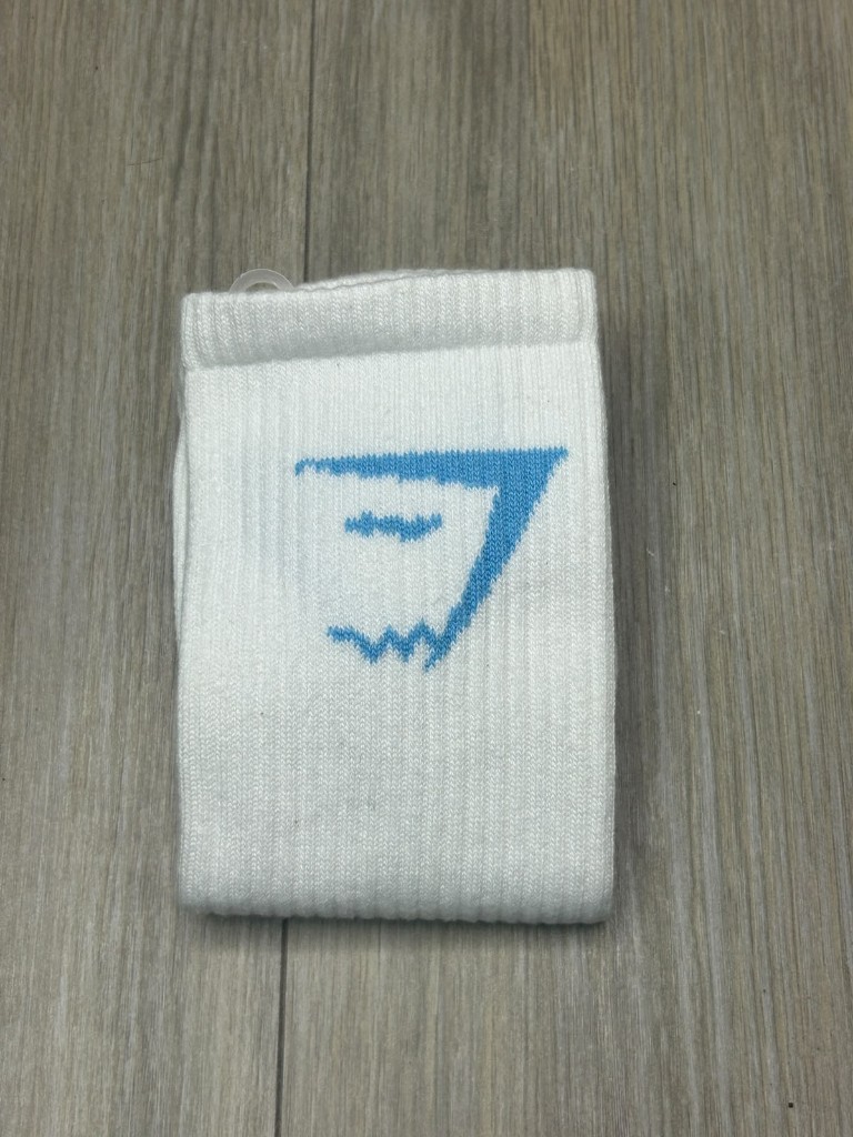 Calcetin blanco gymrat logo azul