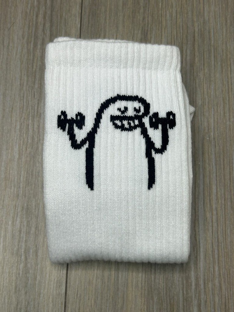 Calcetin blanco grafico negro