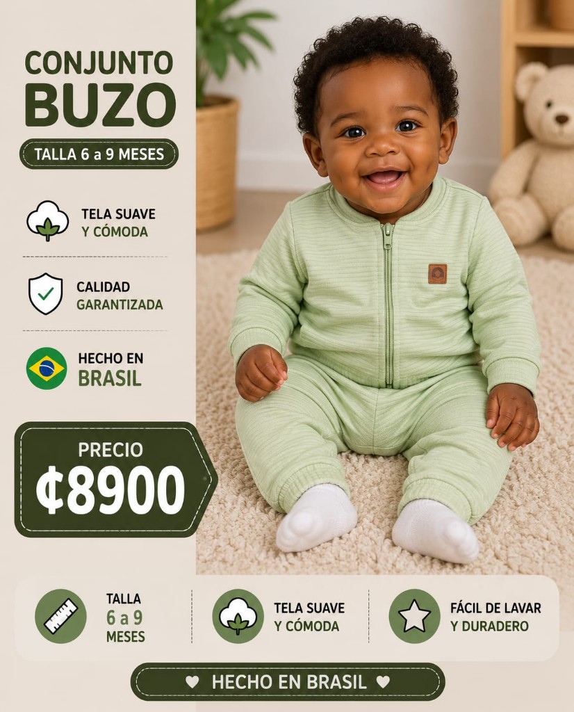 Buzo verde bebé 6 a 9 meses