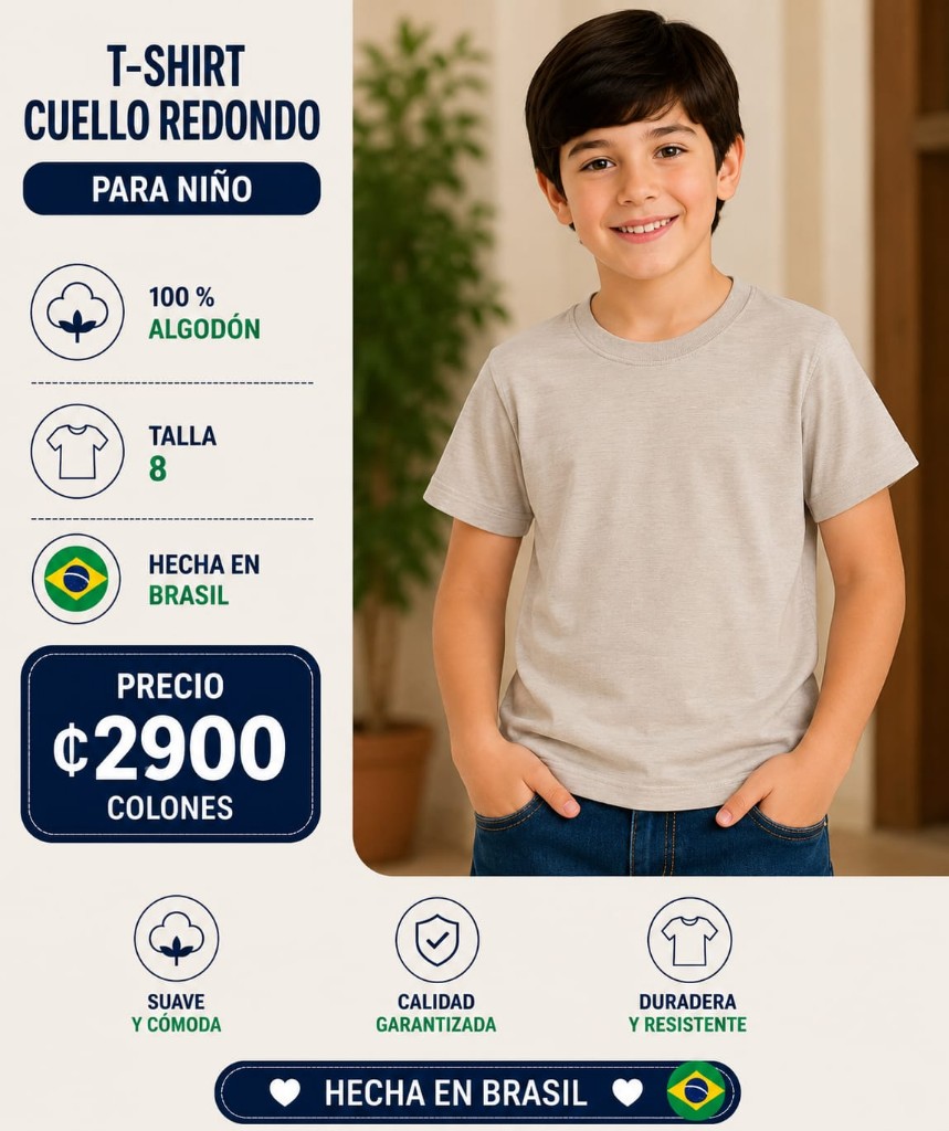 T-shirt niño talla 8 beige