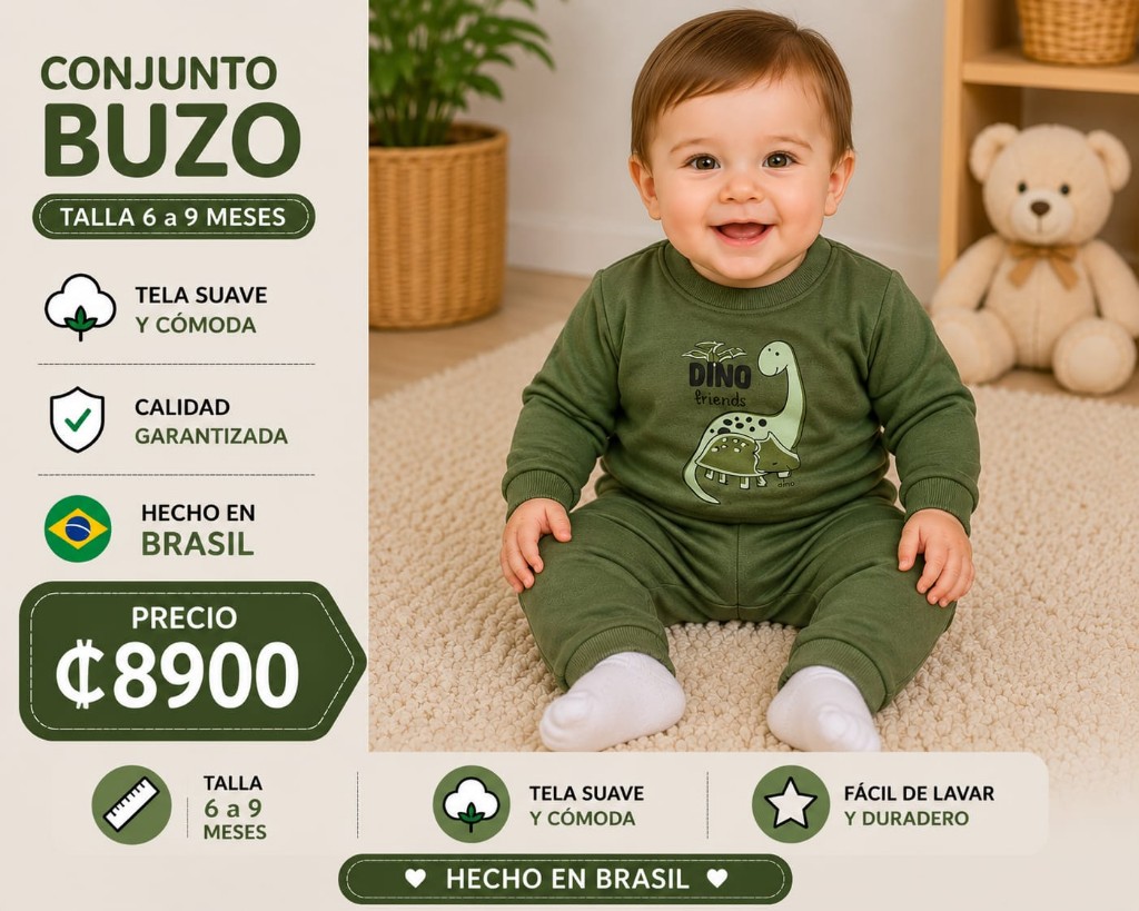 Conjunto Buzo verde 6 a 9 meses