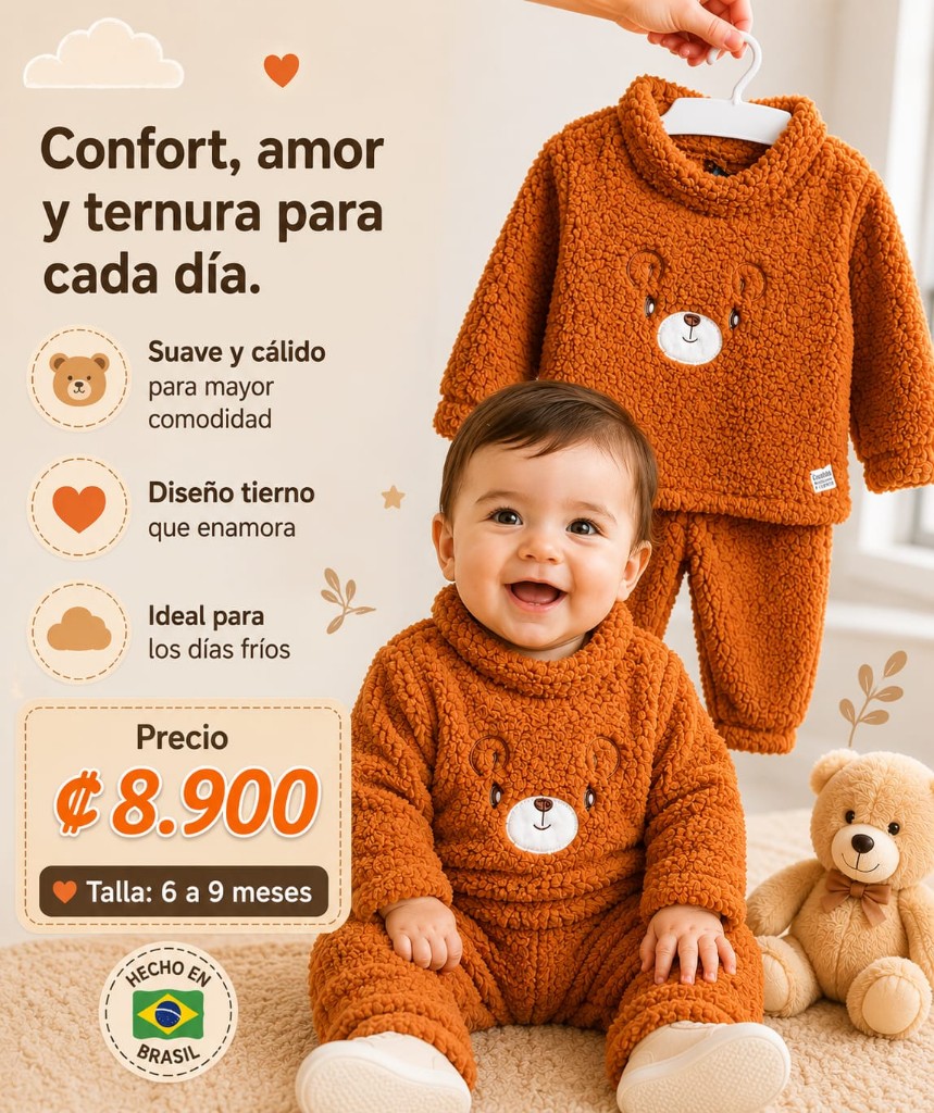 Conjunto buzo polar oso 6 a 9 meses