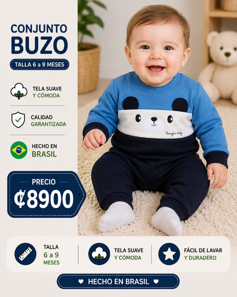 Conjunto buzo franjas 6 a 9 meses