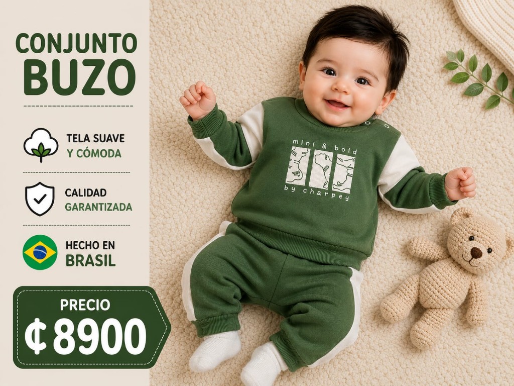 Conjunto buzo verde, 6-9 meses