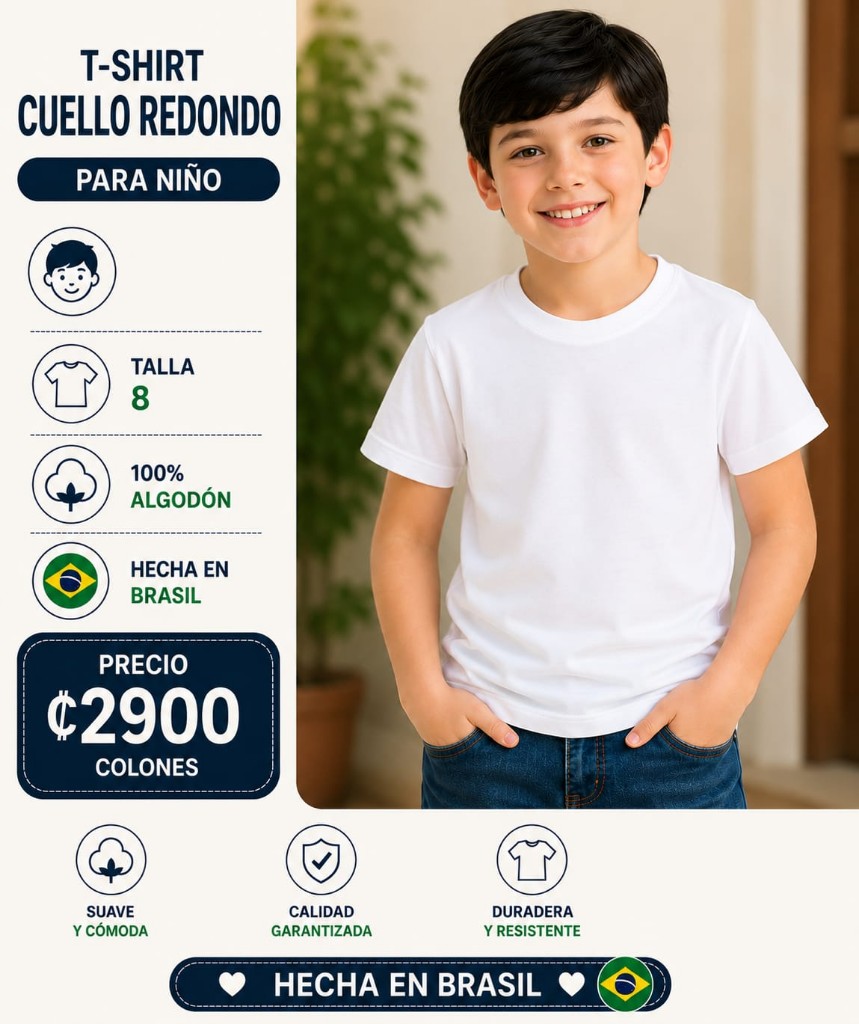 T-shirt blanca niño talla 8