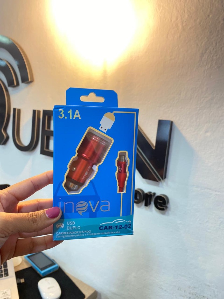 Cargador AUTO 12v. MICRO USB INOVA 3,1A