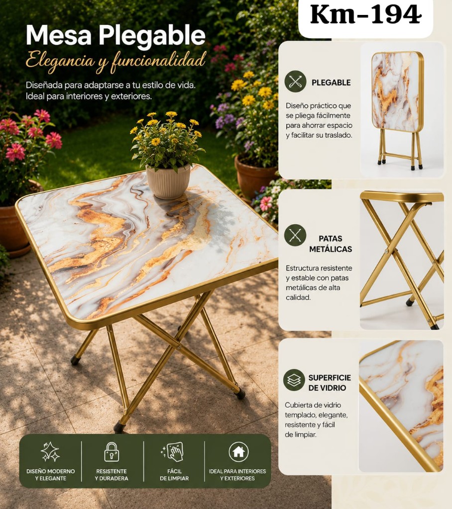 Mesa plegable vidrio km193-4