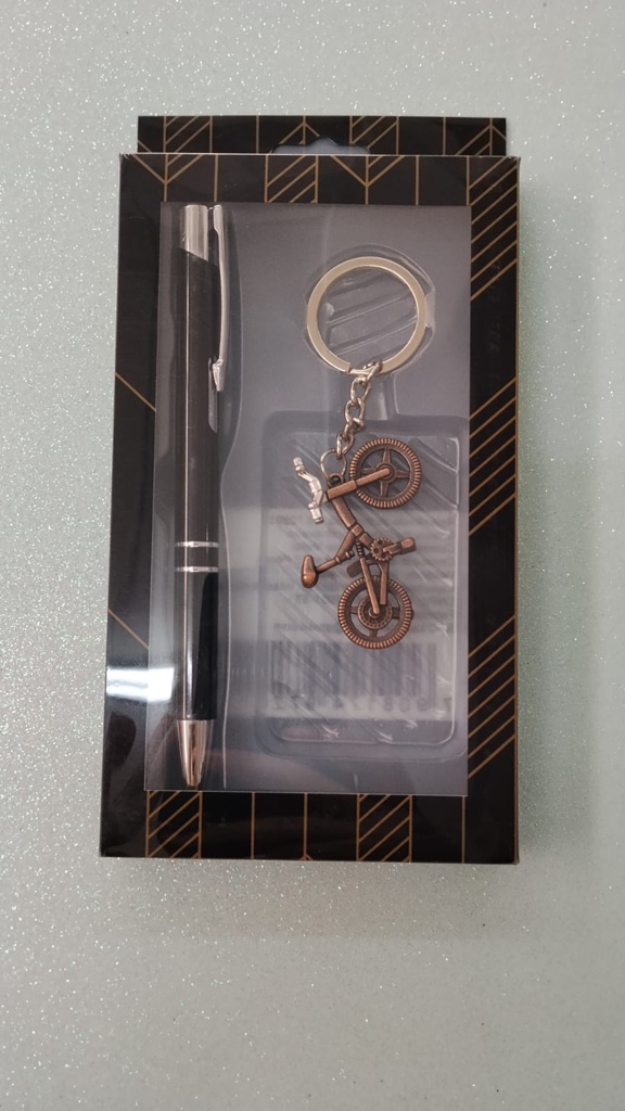 Chaveiro bicicleta com caneta preta