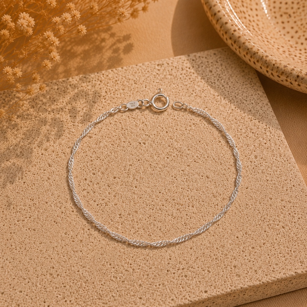 Pulsera Singapur Fina – Plata Italiana 925