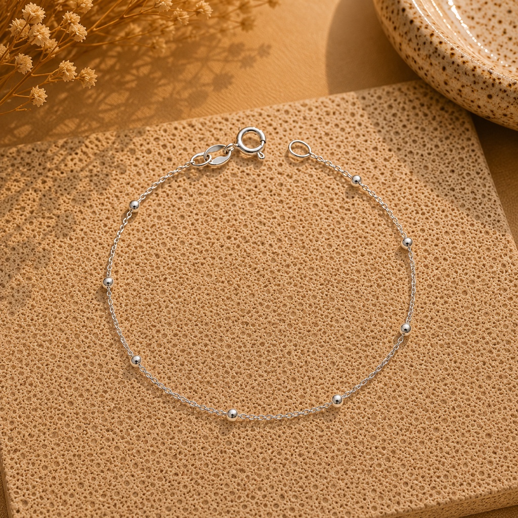 Pulsera Veneciana con Esferas – Plata Italiana 925