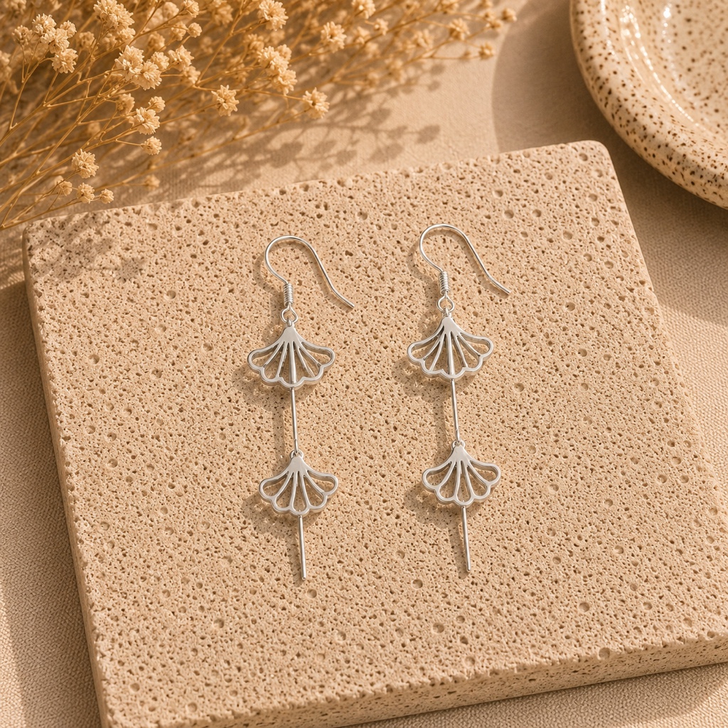Aros Colgantes Ginkgo – Plata Italiana 925