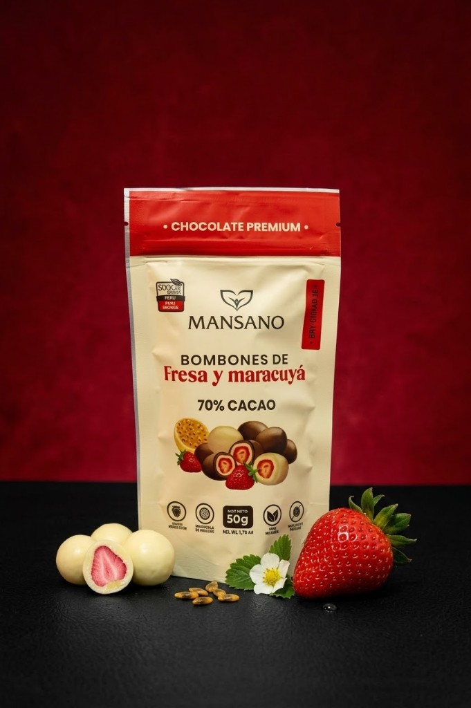Chocolate fresa y maracuya 50g - MANSANO
