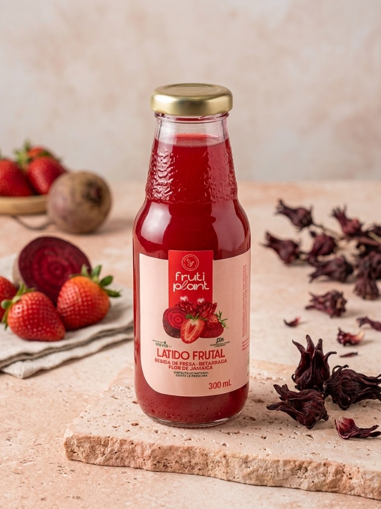 Bebida de fresa, betarraga y flor de jamaica - LATIDO FRUTAL x 300ml