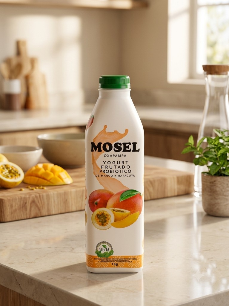 Yogurt frutado probiótico de Maracuyá y Mango MOSEL - 1Lt