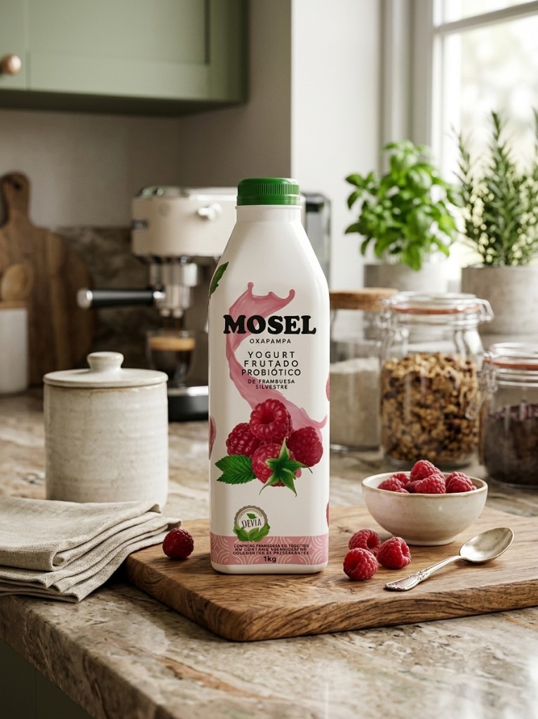 Yogurt frutado probiótico MOSEL de frambuesa x 1 lt