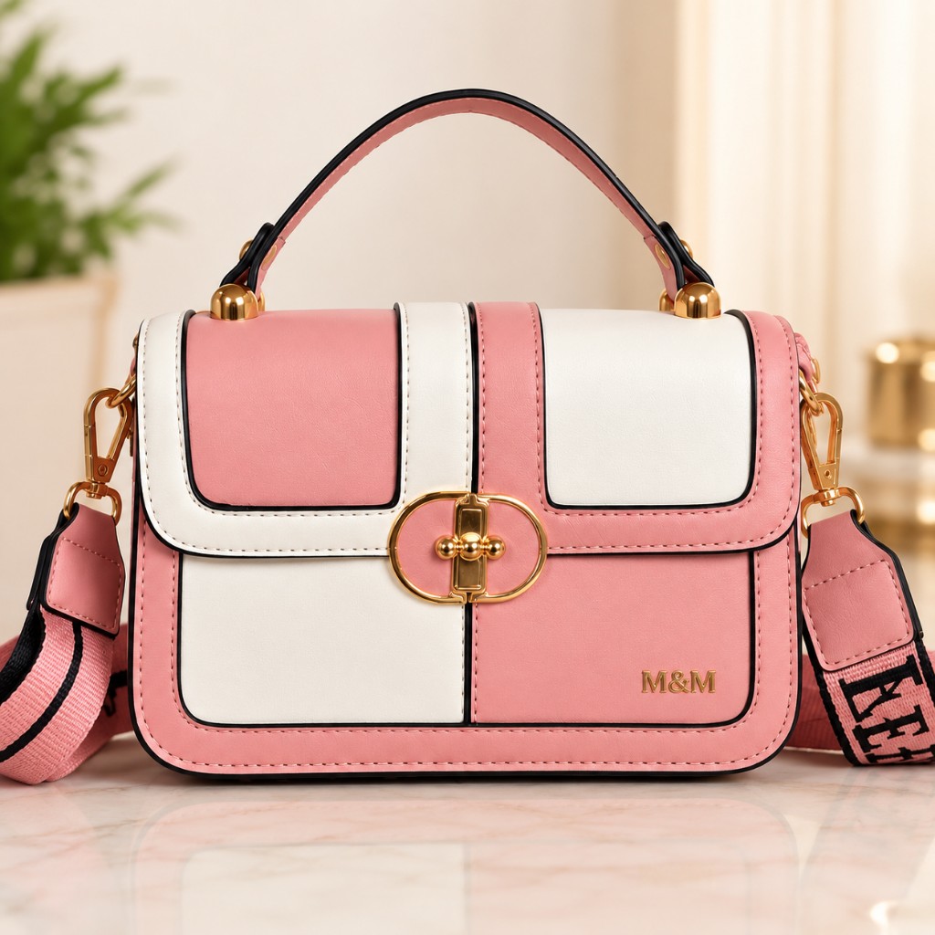 Bolsa tiracolo Rosa e Branca