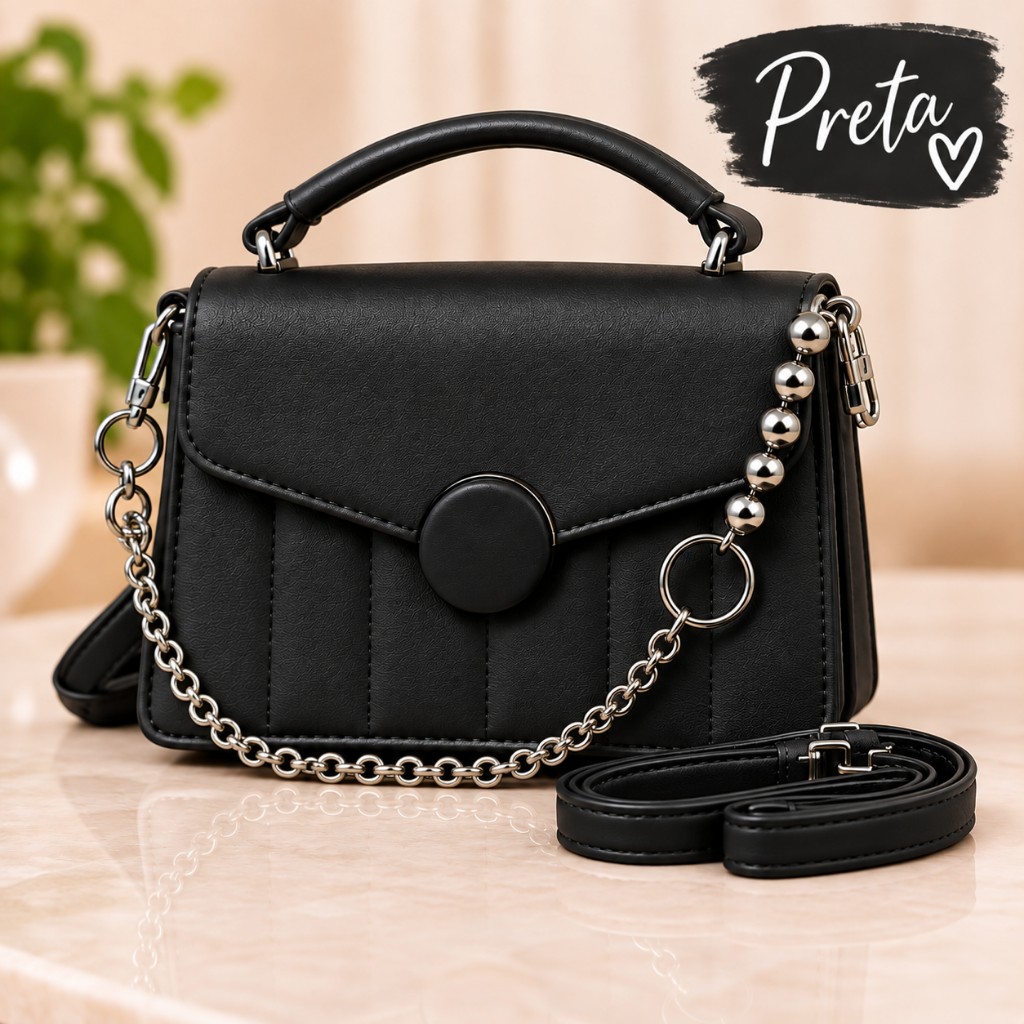 Bolsa Botão PRETA