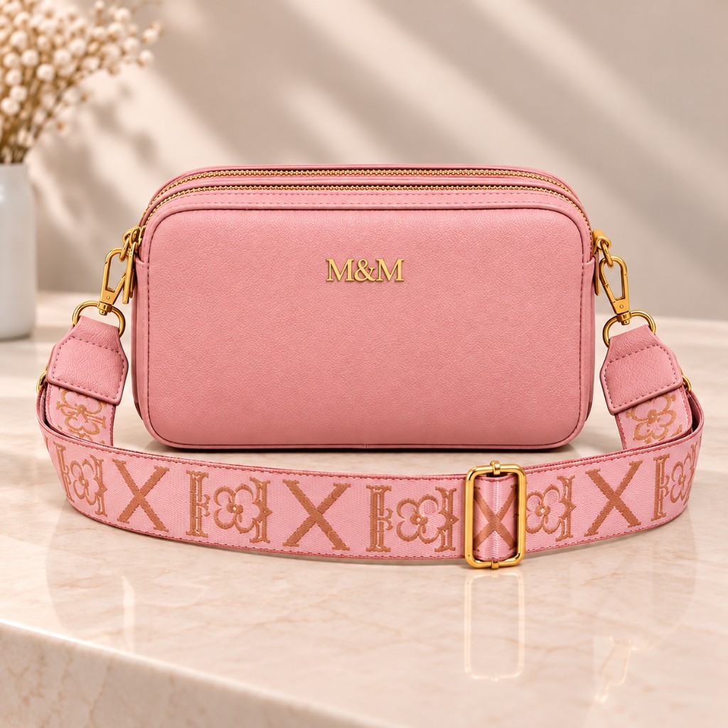 Bolsa carteira 3 zípers ROSA