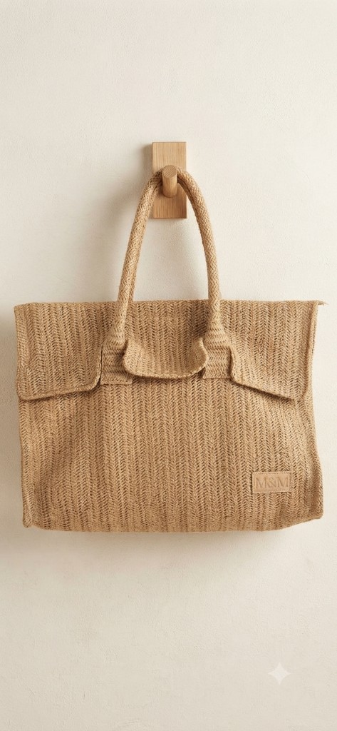 Bolsa Tote palha bege