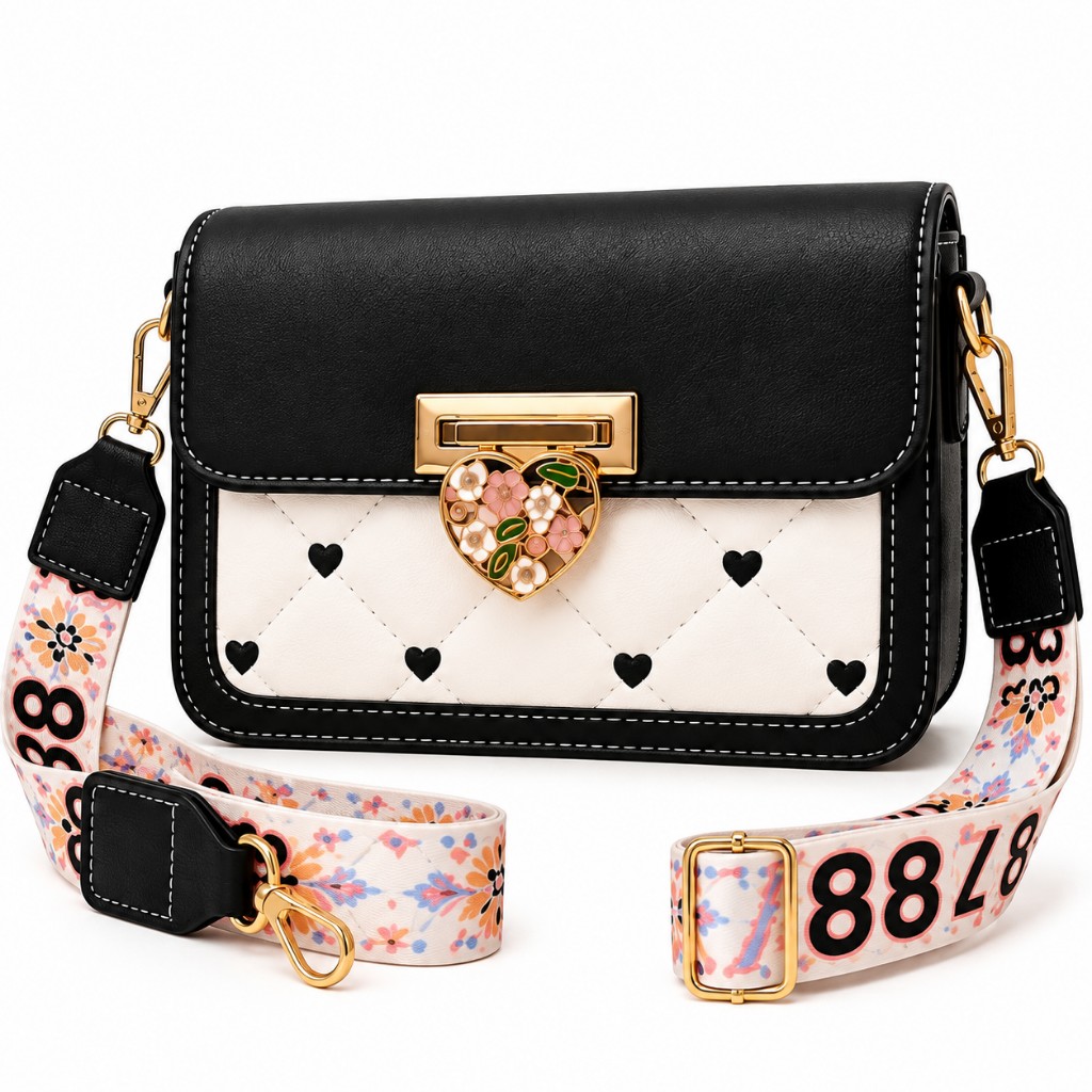 Bolsa Coração Encanto PRETA E BRANCA