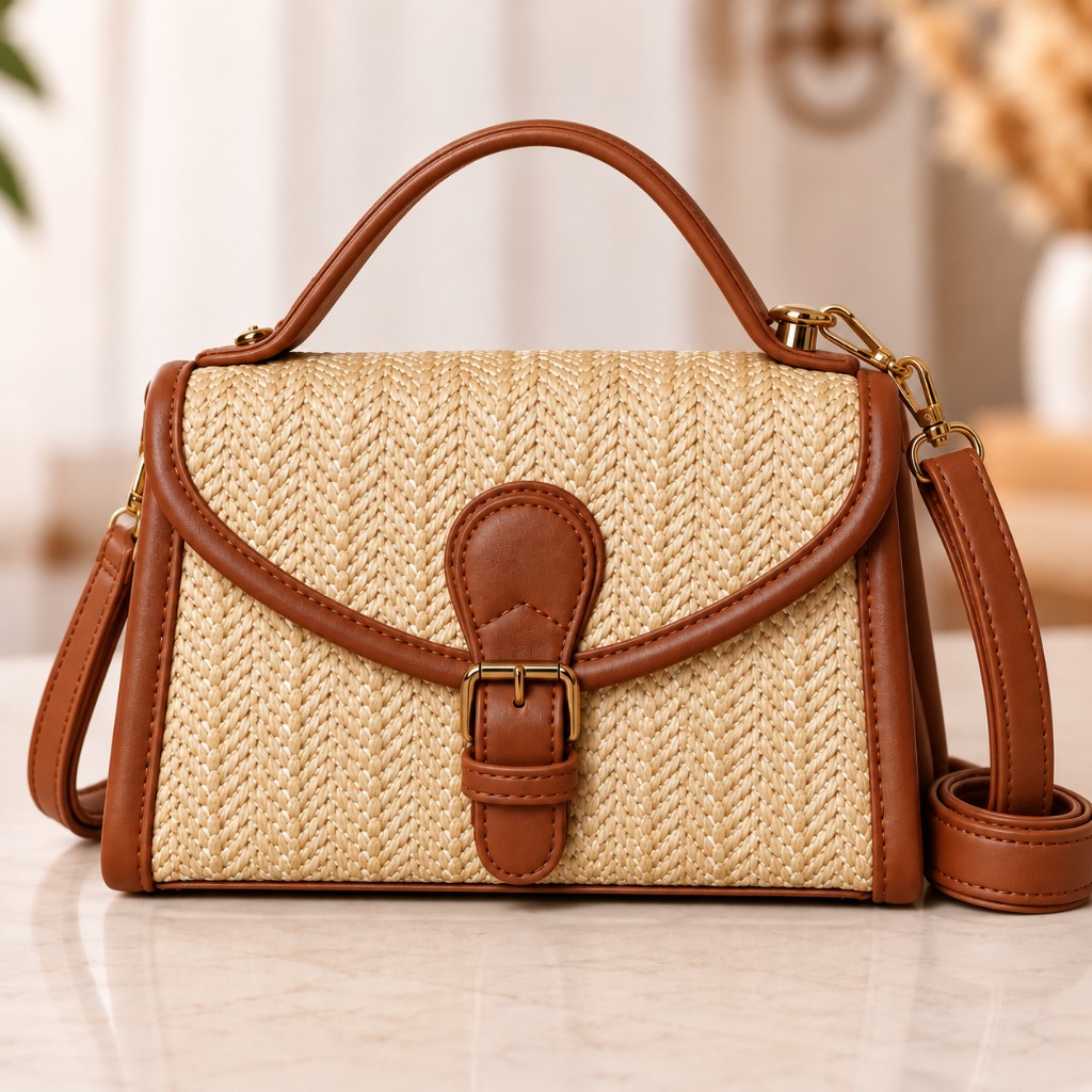 Bolsa Palha fecho cinto MARROM