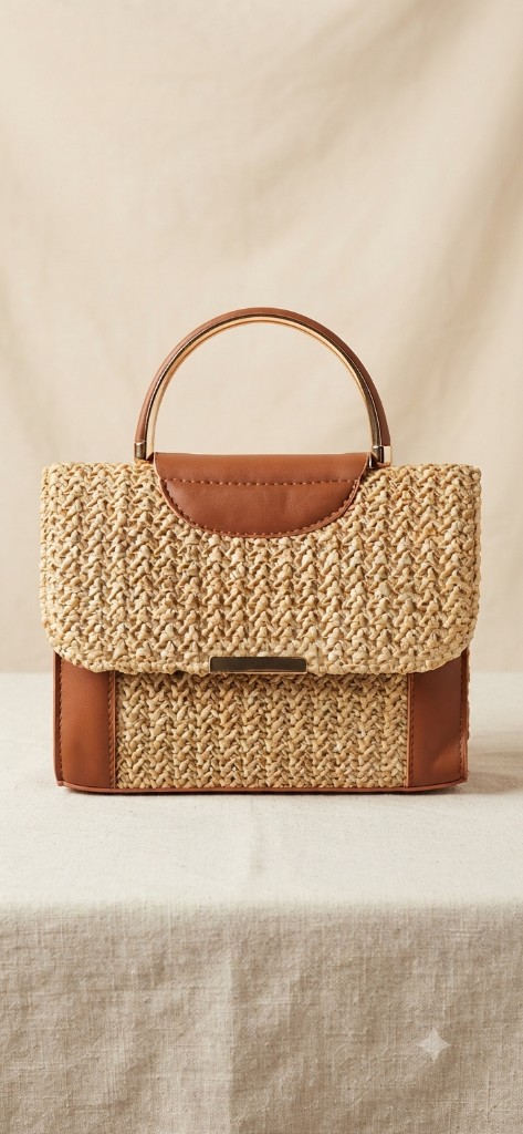Bolsa palha quadrada MARROM