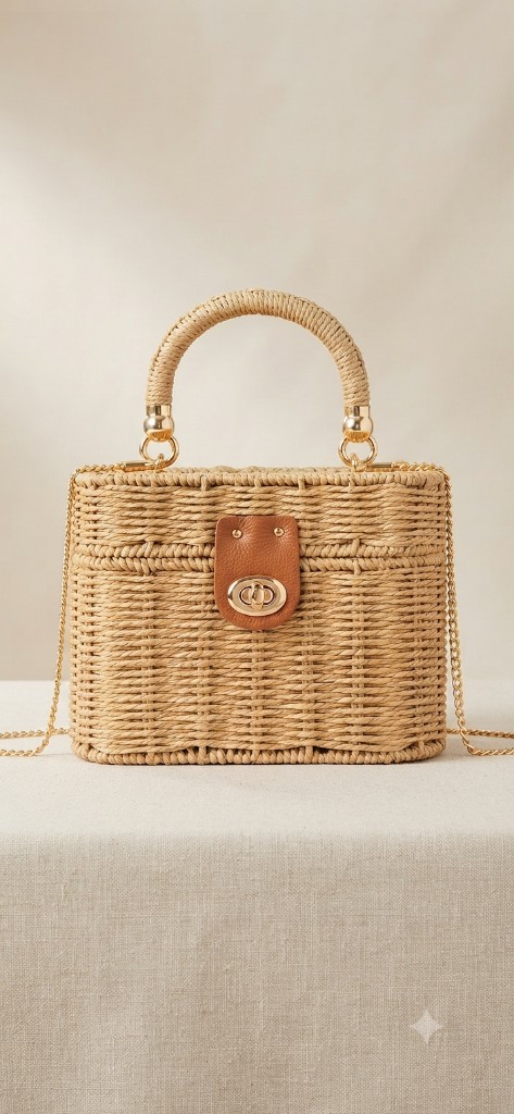 Bolsa palha maletinha marrom