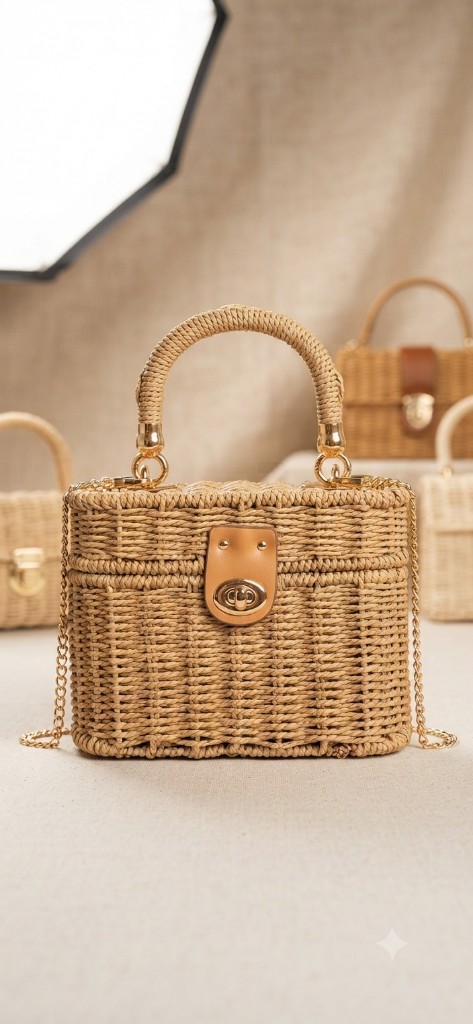 Bolsa Palha Maletinha Bege