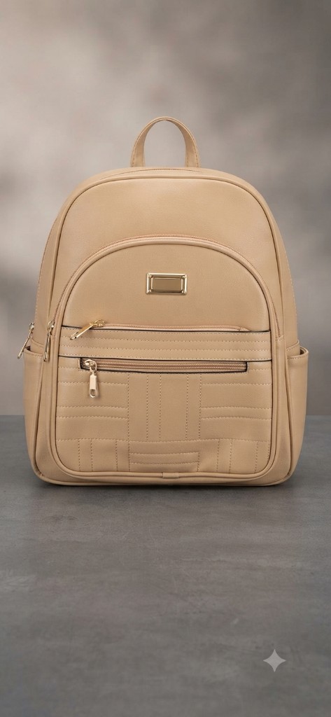 Mochila grande couro bege