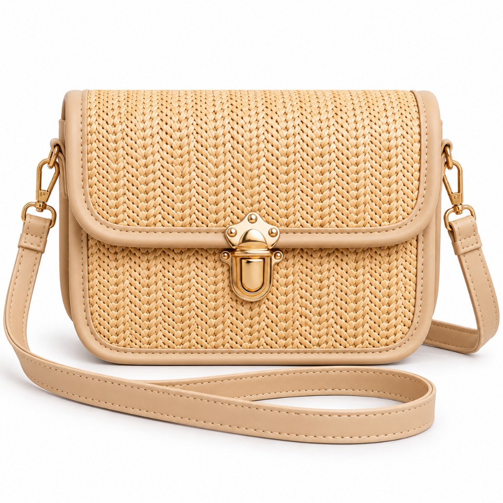 Bolsa palha tiracolo BEGE