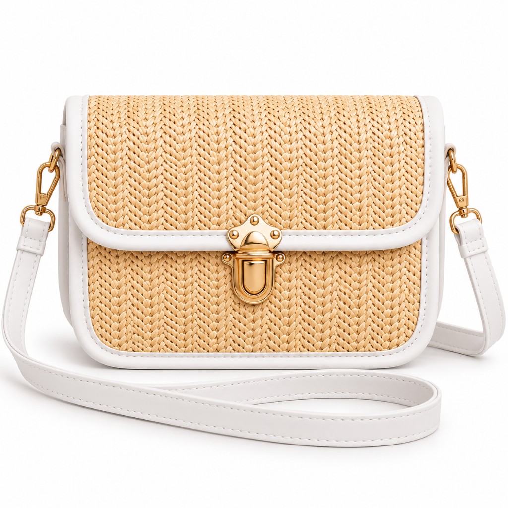 Bolsa palha tiracolo Branca