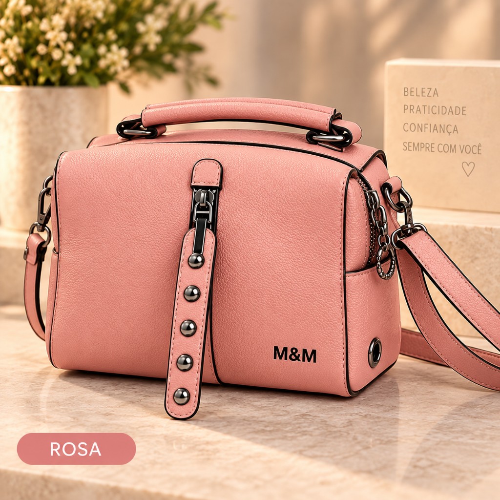 Bolsa Mini Mala Detalhe Rosa