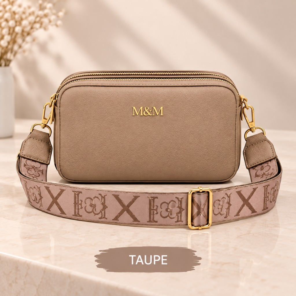 Bolsa carteira 3 zípers TAUPE