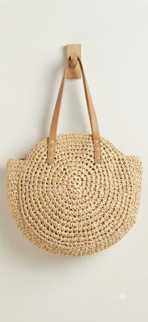 Bolsa Redonda Palha Clara