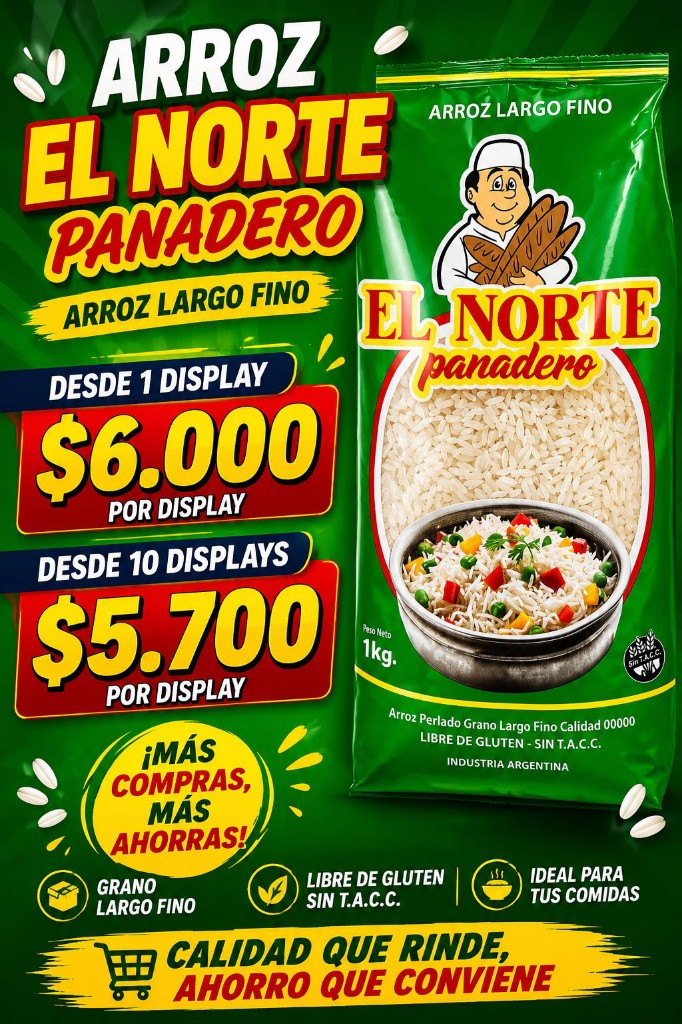 El Norte Panadero arroz largo fino 1kg